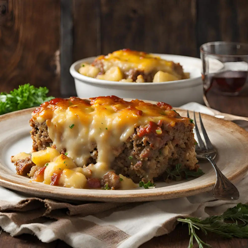 Cowboy Meatloaf and Potato Casserole