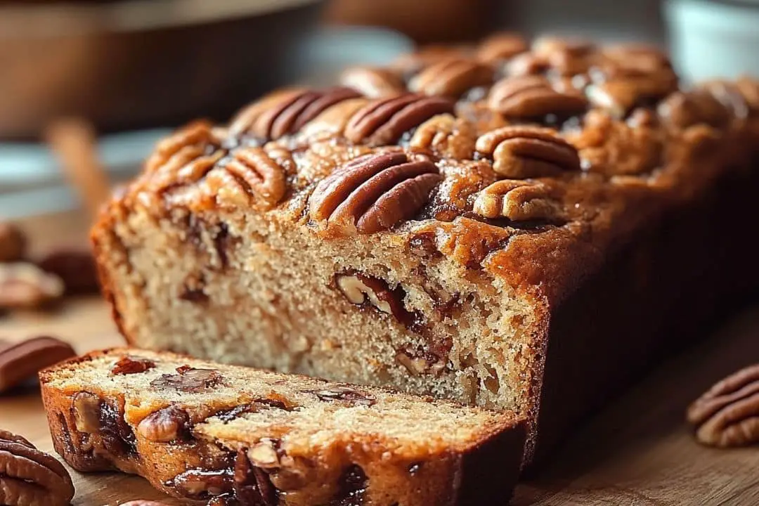 This Sweet Alabama Pecan Bread is a rich and flavorful treat that's perfect for any occasion. Loaded with toasted pecans, it's moist, sweet, and easy to make in a single bowl. Enjoy it on its own or with a scoop of vanilla ice cream!