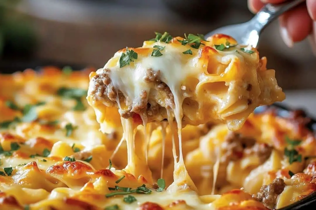 This Sour Cream Noodle Bake is a comforting, cheesy casserole that's perfect for a family dinner. With layers of tender egg noodles, savory beef sauce, and a creamy, tangy noodle mixture, this dish is sure to be a hit.