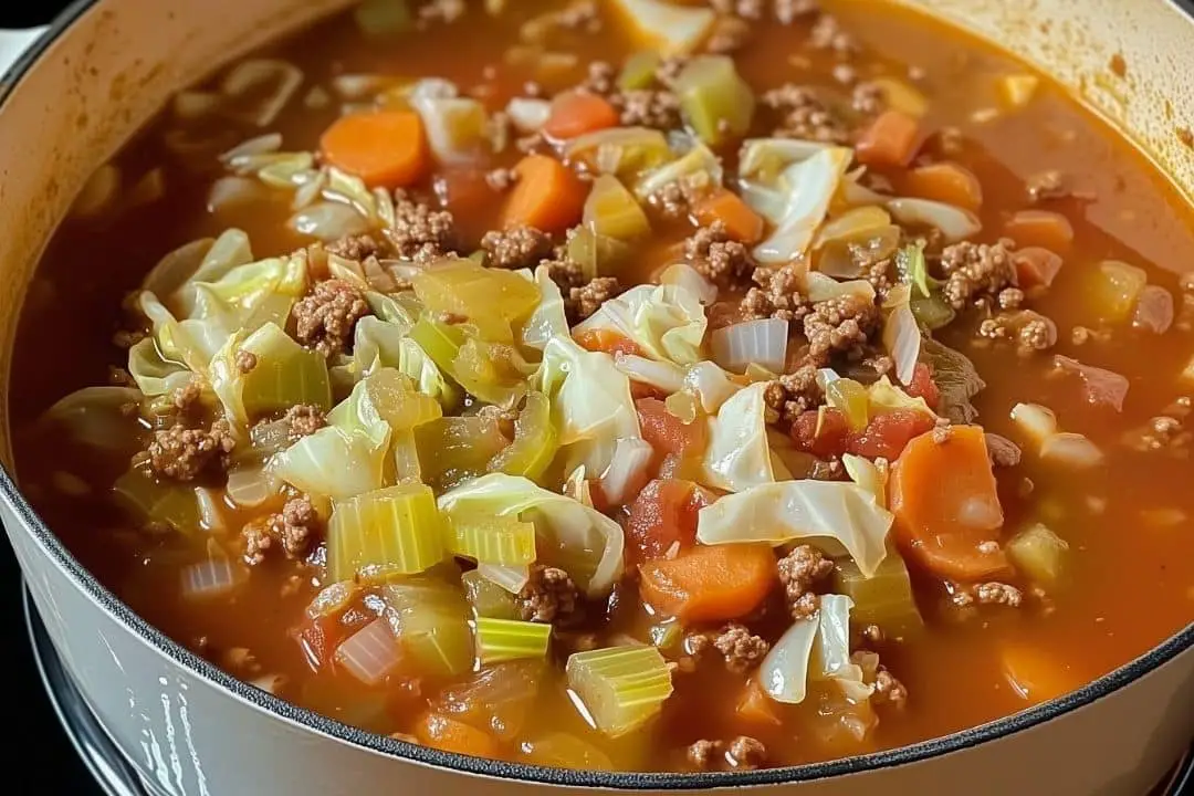 This hearty and flavorful cabbage soup is loaded with tender cabbage, ground beef, and vegetables, making it the perfect warm and comforting meal. Quick and easy to prepare, it’s a satisfying dish for any time of year.