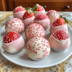 strawberry cake balls, cake balls, strawberry dessert, homemade cake balls, strawberry treats, cake pops, edible pearl dust