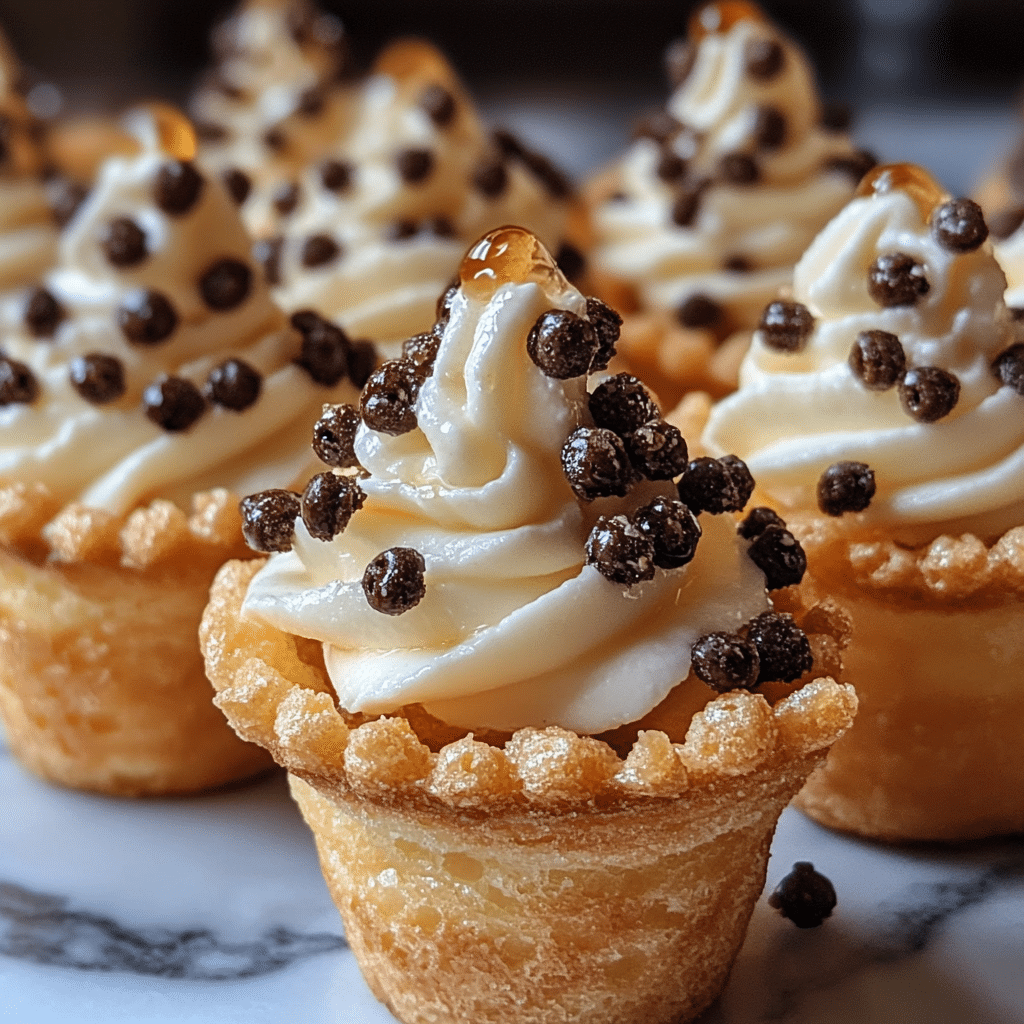 mini cannoli, cannoli cups, ricotta dessert, bite-sized cannoli, Italian dessert