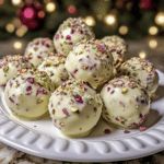 cranberry pistachio truffles, white chocolate truffles, holiday truffles, homemade truffles, festive candy