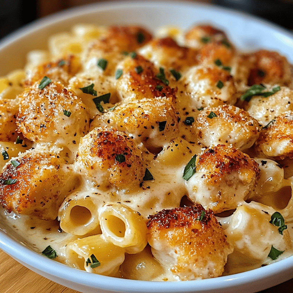 Cheesy chicken bites, creamy pasta, garlic butter chicken, Parmesan pasta, comfort food, chicken dinner