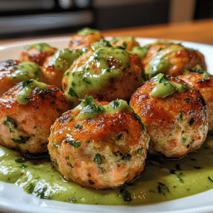 Baked salmon meatballs, avocado sauce, healthy dinner, low-carb salmon, easy dinner recipe, homemade meatballs, Greek yogurt sauce, salmon recipe, quinoa side dish, healthy fish dish, easy seafood recipe, protein-packed meal