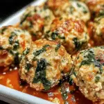 Baked Chicken Ricotta Meatballs with Spinach