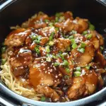 Slow Cooker Honey Garlic Chicken & Noodles