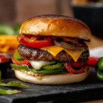 Spicy Fajita Burgers with Cheddar & Peppers
