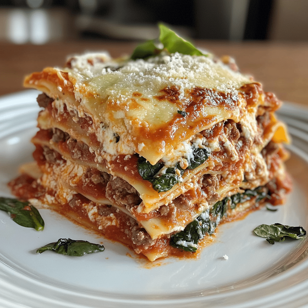 4 Cheese Beef Lasagna with Spinach
