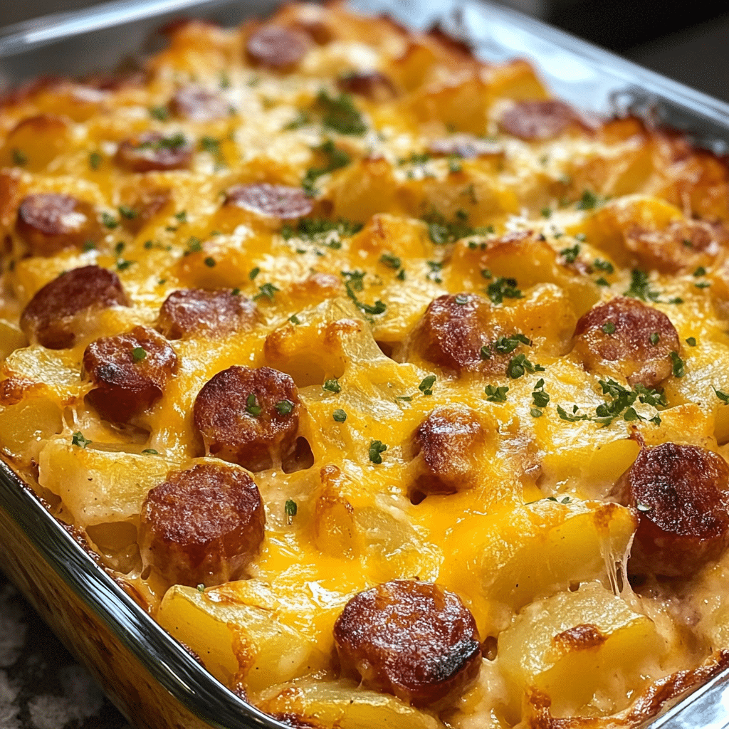 Cheesy Potato & Smoked Sausage Casserole