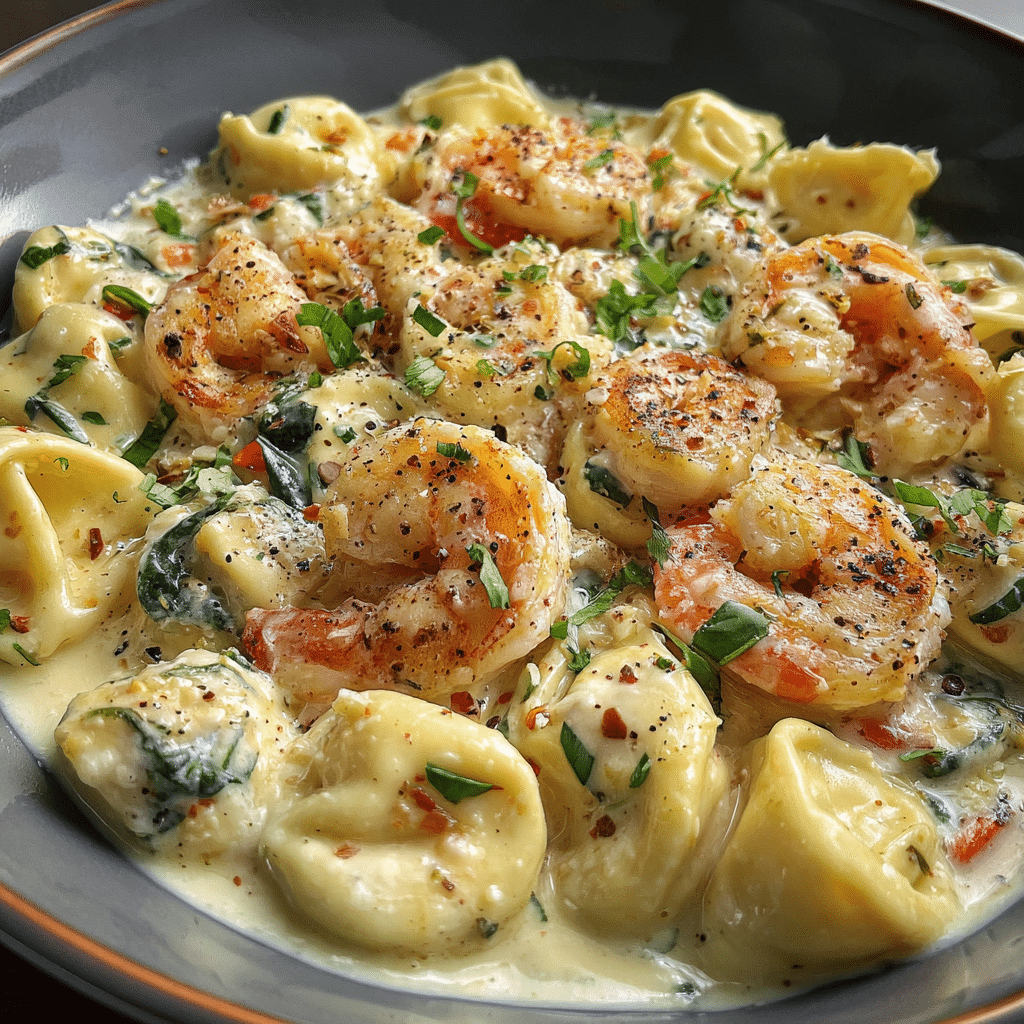 Creole Garlic Alfredo with Cheese Tortellini & Seafood