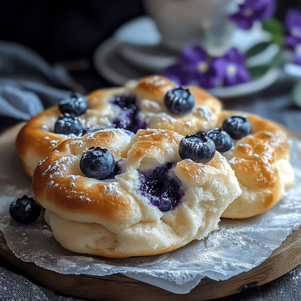 Fluffy Cottage Cheese Blueberry Cloud Bread