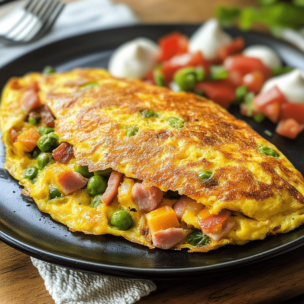 Loaded Veggie & Ham Omelette