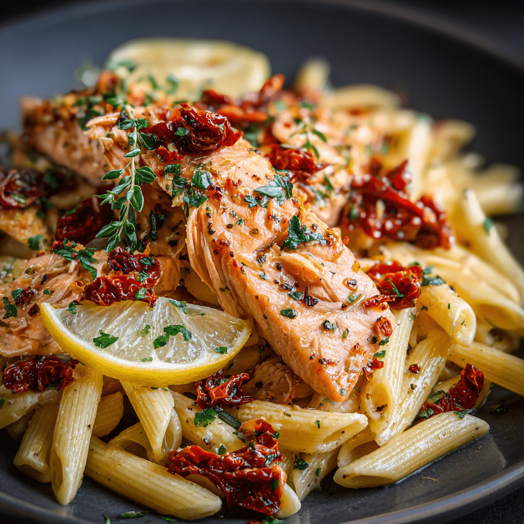 Salmon Pasta with Sun-Dried Tomatoes & Lemon