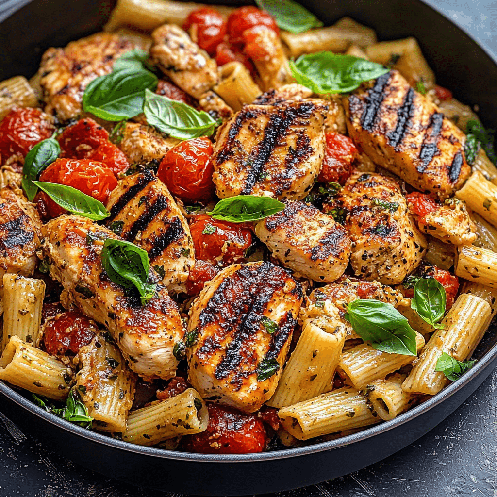 Tomato Basil Pasta with Grilled Chicken