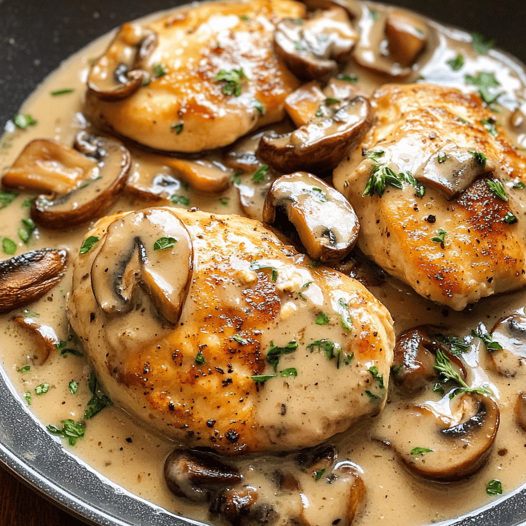 Chicken Marsala with Mushrooms and Creamy Sauce