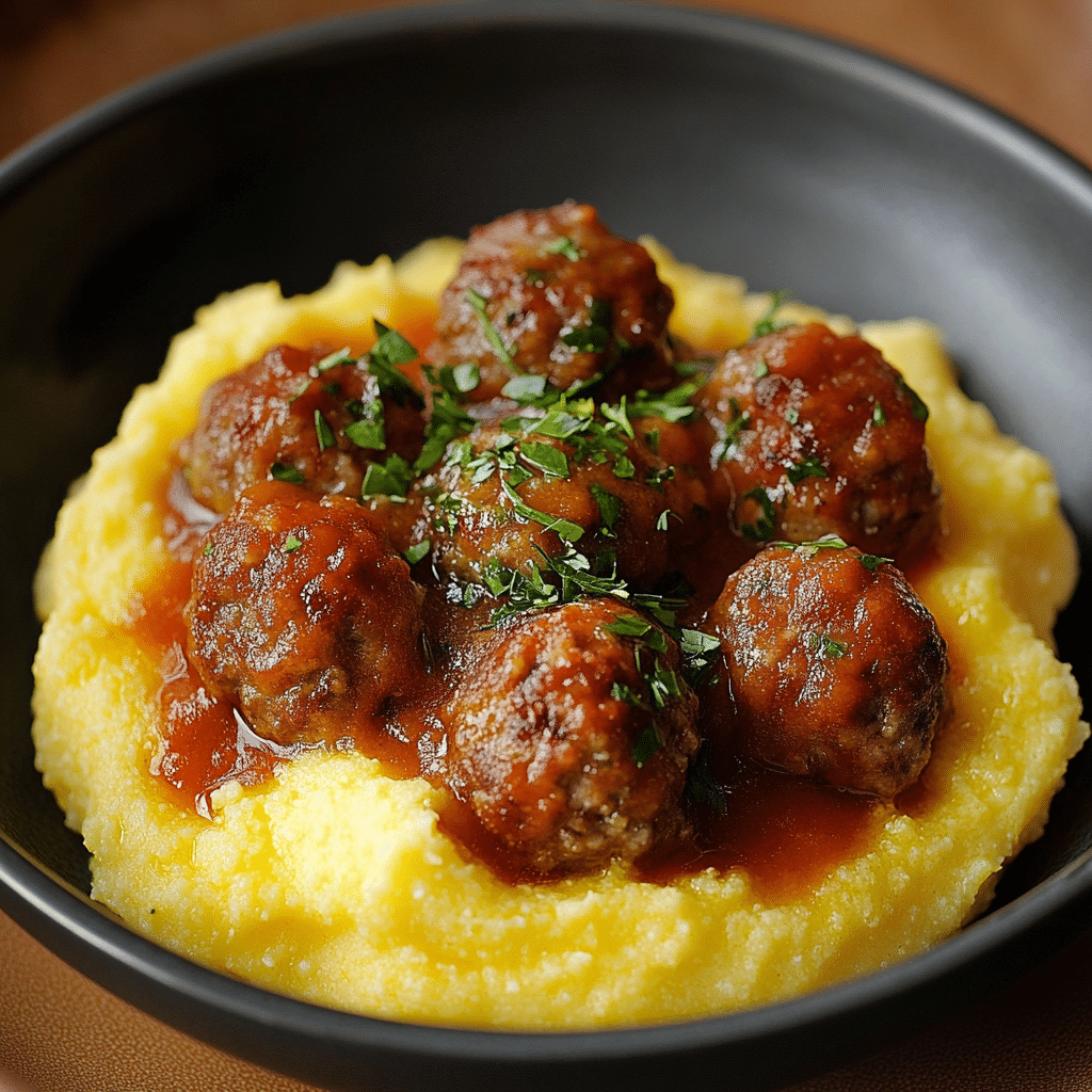 Creamy Polenta & Meatballs Recipe