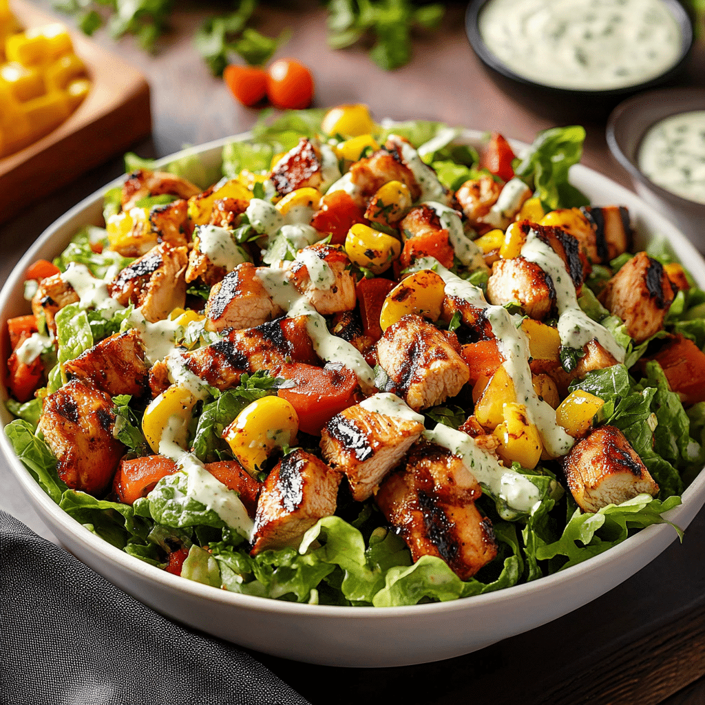 Grilled BBQ Chicken Salad with Ranch