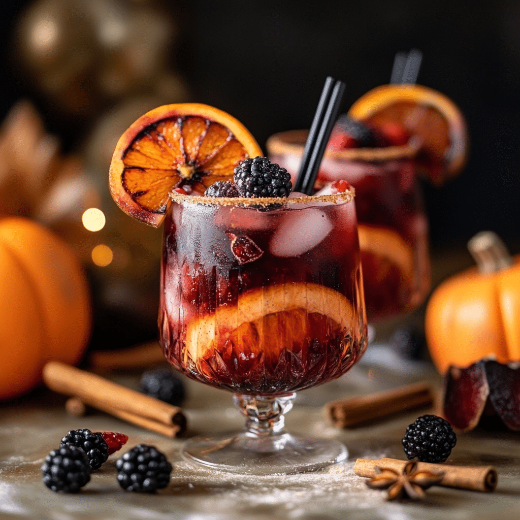 Halloween Mocktail with Fruit and Cinnamon