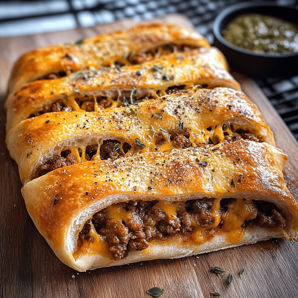 Homemade Stromboli with Cheesy Meat Filling