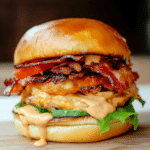 Smash Chicken Burger with Spicy Mayo & Bacon