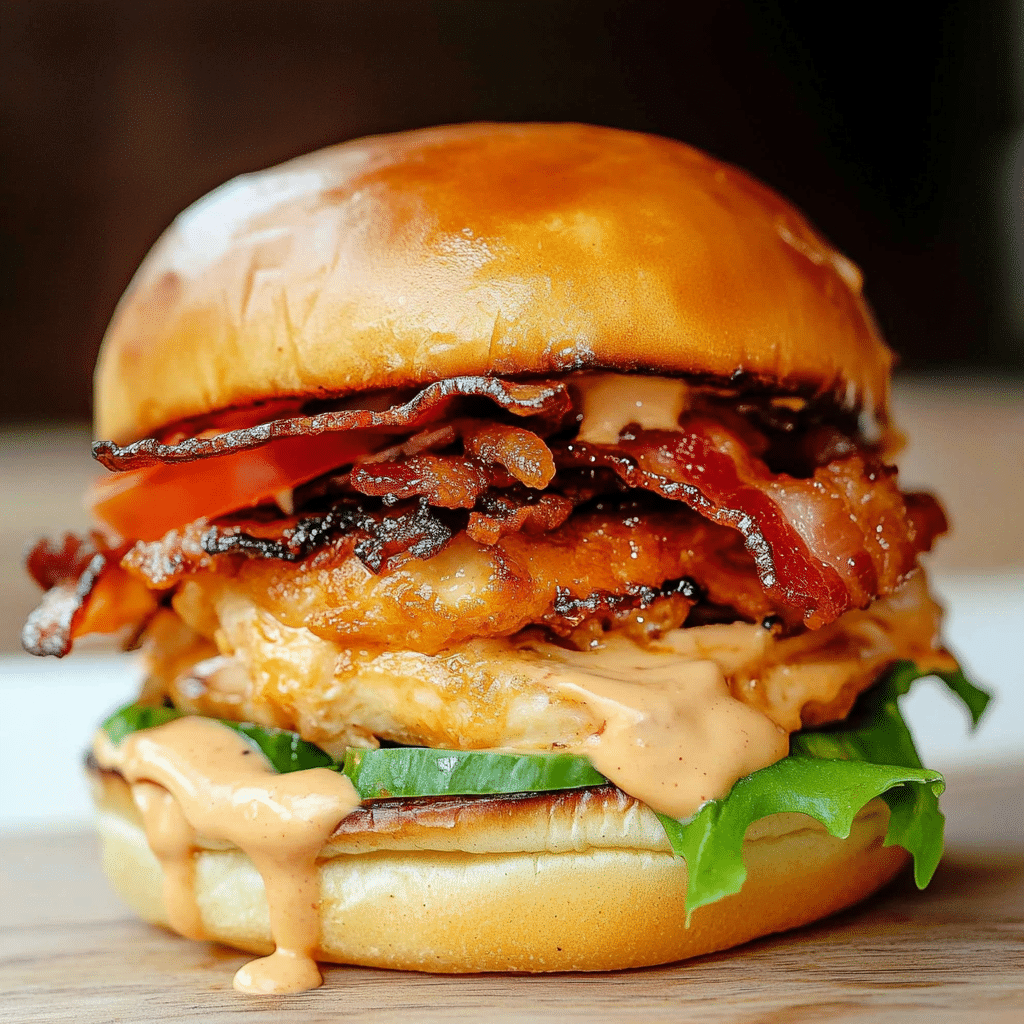 Smash Chicken Burger with Spicy Mayo & Bacon