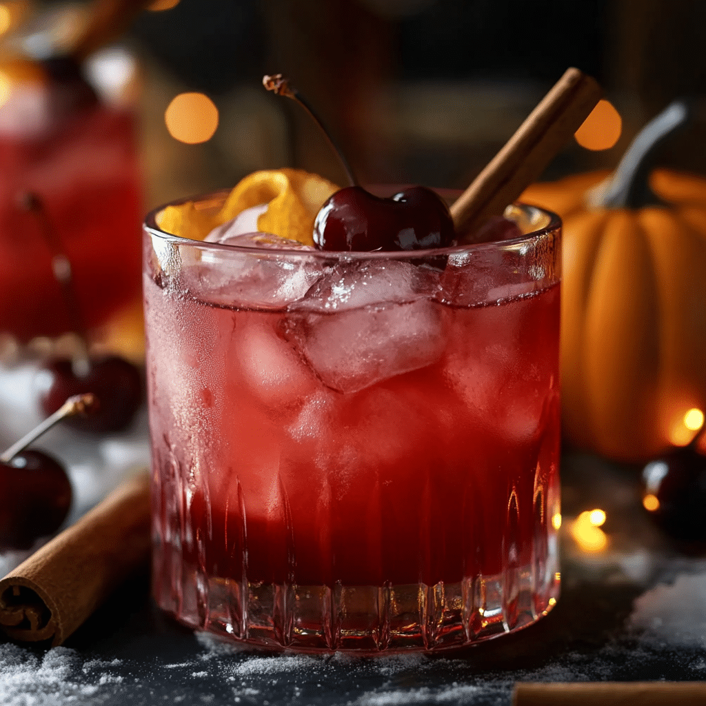 Spooky Halloween Mocktail with Cherry and Cinnamon