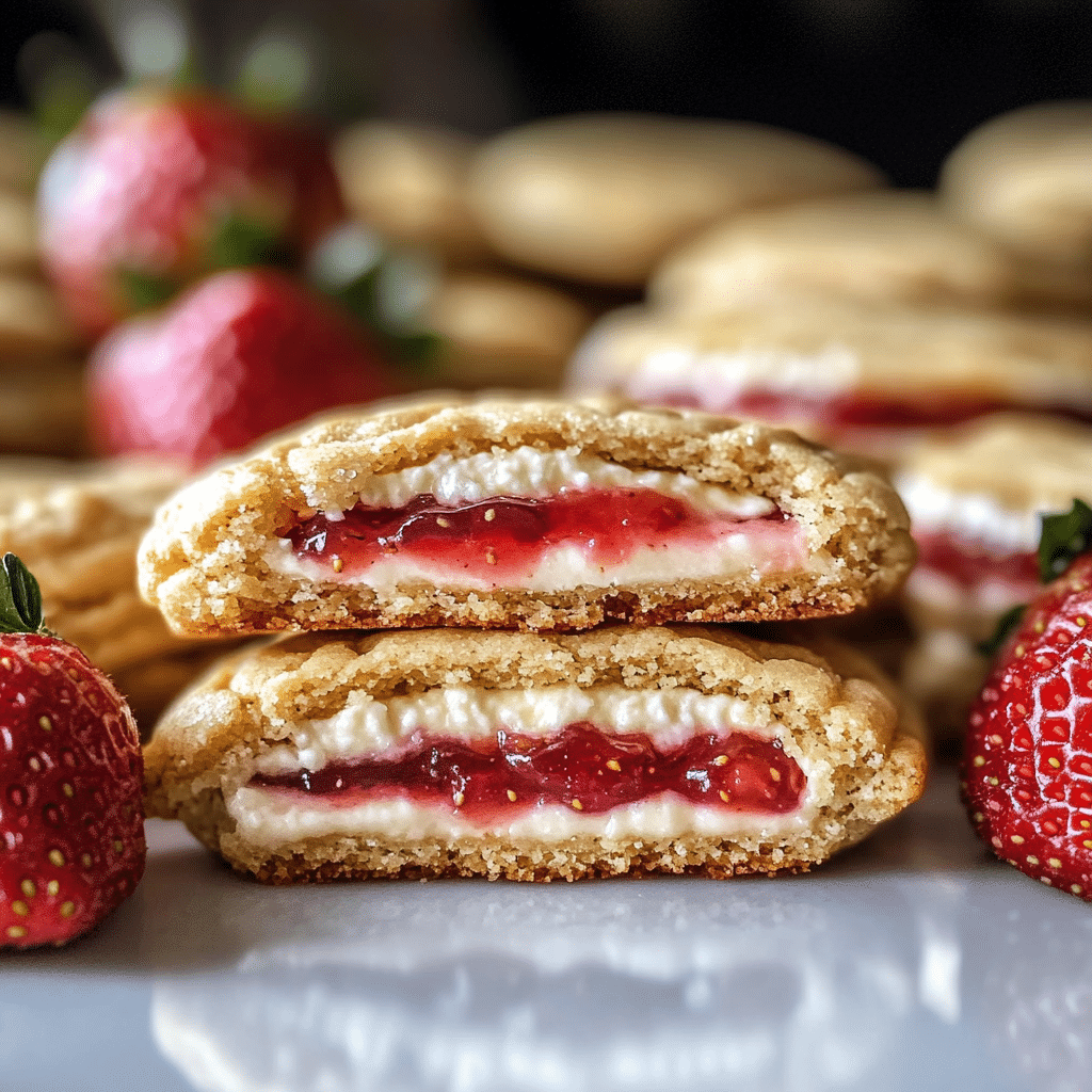 Strawberry Cheesecake Cookies with Jam Filling