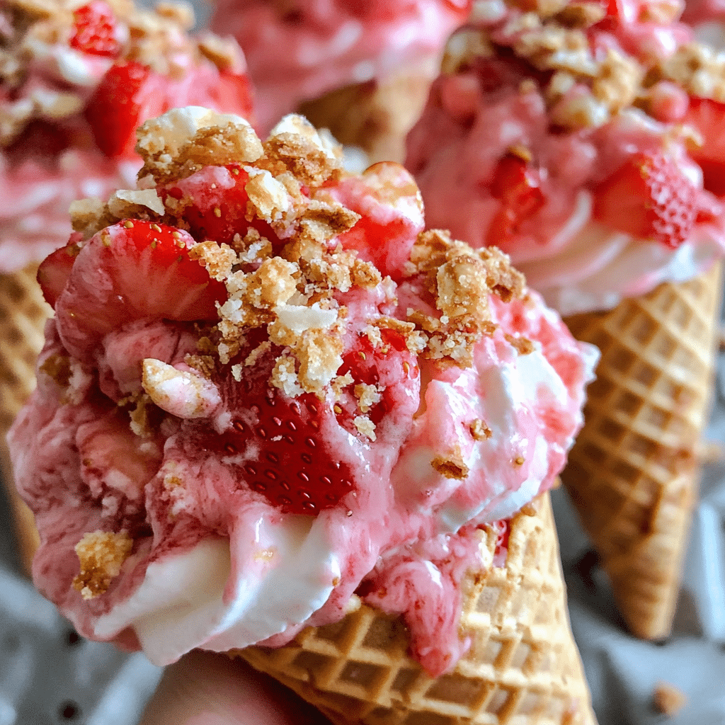 Strawberry Crunch Cheesecake Cones
