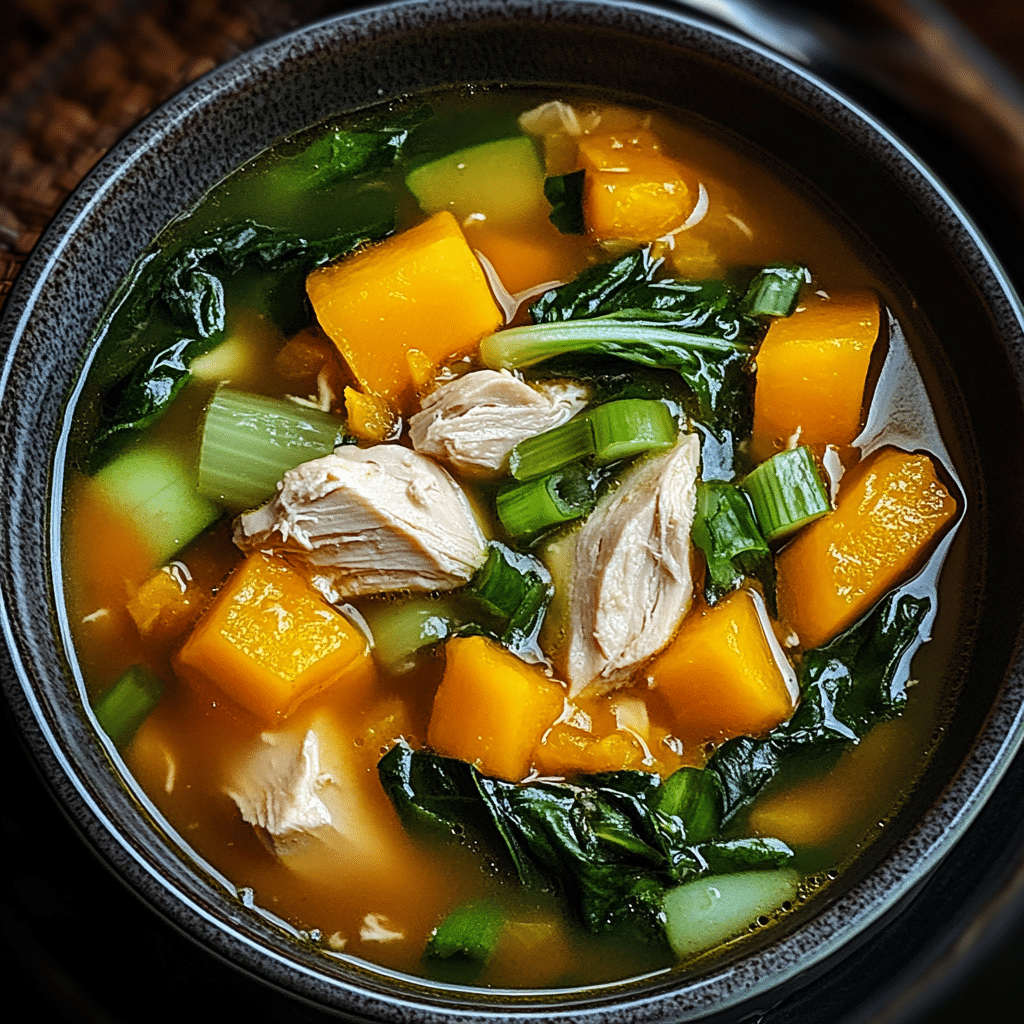 Thai Chicken Soup with Butternut Squash and Bok Choy