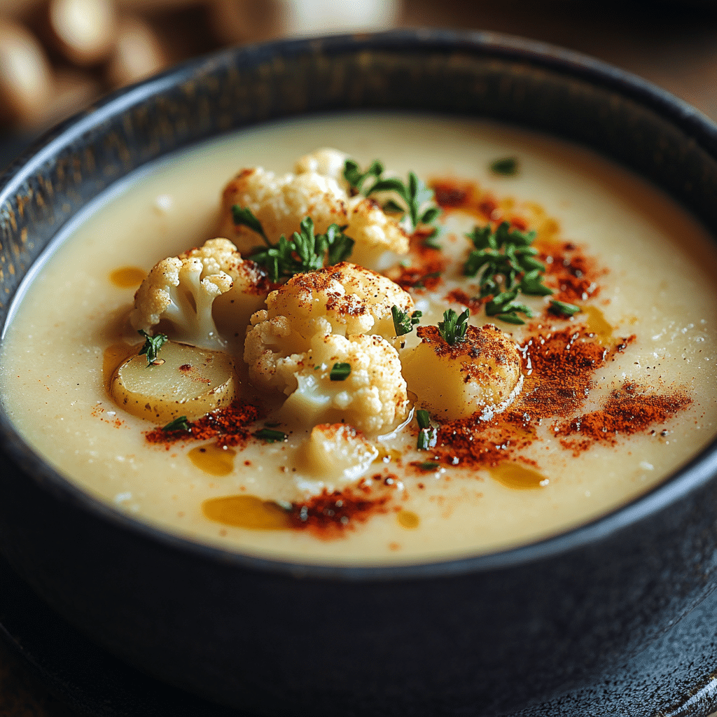 Vegan Potato Soup with Cauliflower and Smoked Paprika