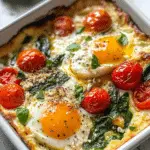 Baked Feta Eggs with Tomatoes and Spinach