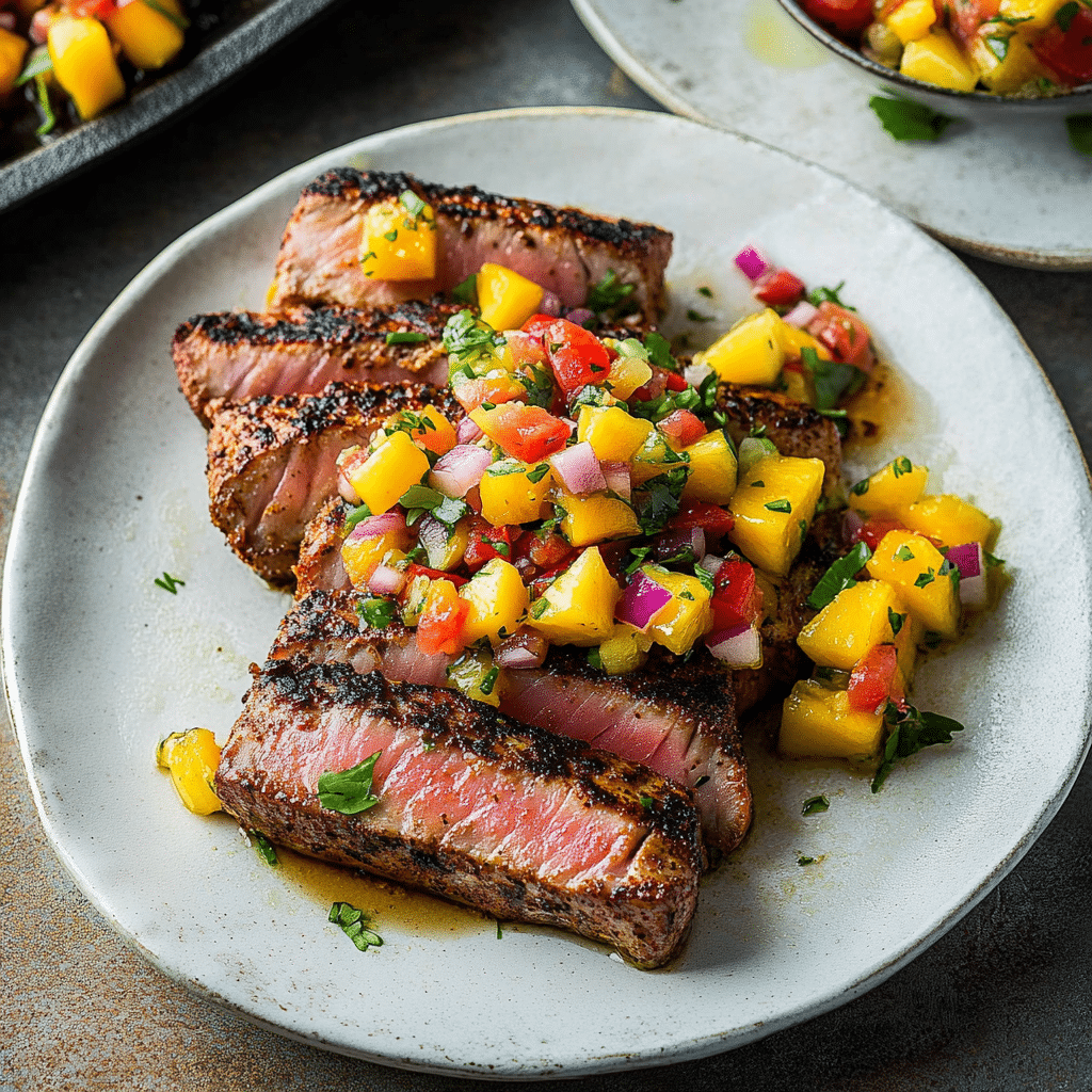 Blackened Tuna Steaks with Mango Salsa