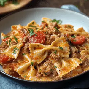 Bow Ties with Sausage, Tomatoes, and Cream