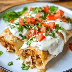 Chicken Chimichangas with Sour Cream Sauce