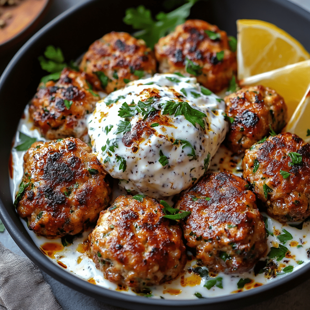 Chicken Kofta with Creamy Yogurt Sauce