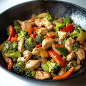 Chicken Stir Fry with Broccoli and Bell Peppers