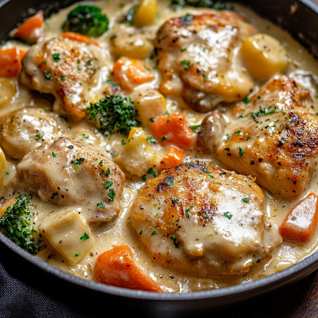 Creamy Garlic Chicken & Vegetables