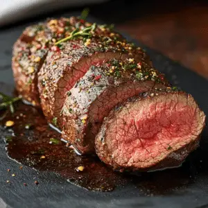 Grilled Beef Tenderloin with Herb-Garlic-Pepper Coating