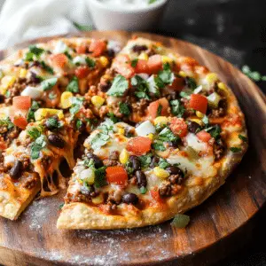 Mexican Pizza with Ground Beef and Beans