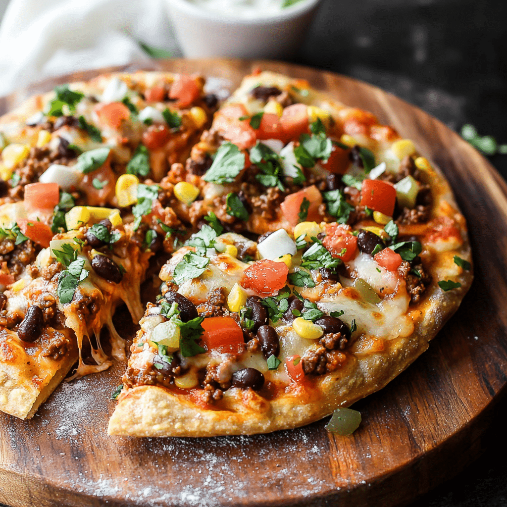 Mexican Pizza with Ground Beef and Beans