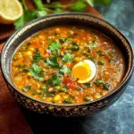 Moroccan Egg Drop Harira (Vegetable and Legume Soup)