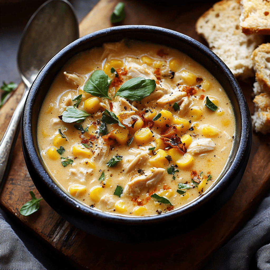 Slow Cooker Creamy Chicken & Corn Soup