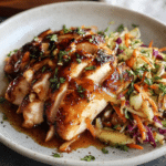 Sticky Apple Cider Chicken with Crisp Autumn Slaw