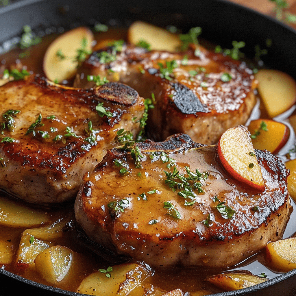 Apple Butter Pork Chops with Creamy Apple Sauce