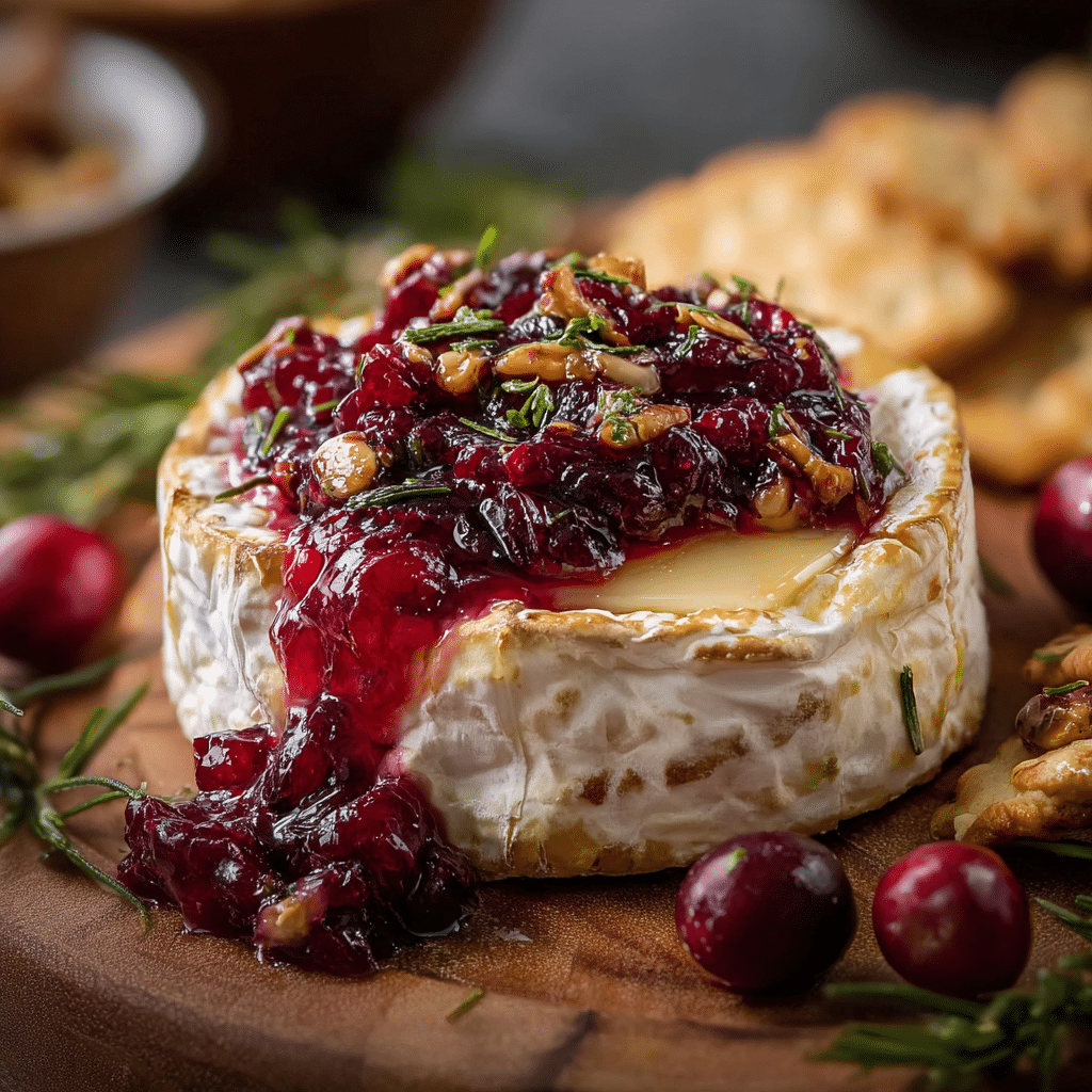 Baked Brie with Cranberry Sauce