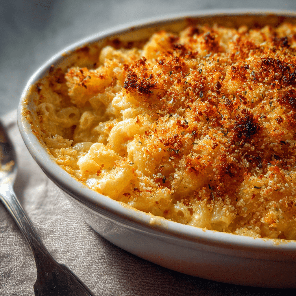 Baked Mac and Cheese with Crispy Panko Topping