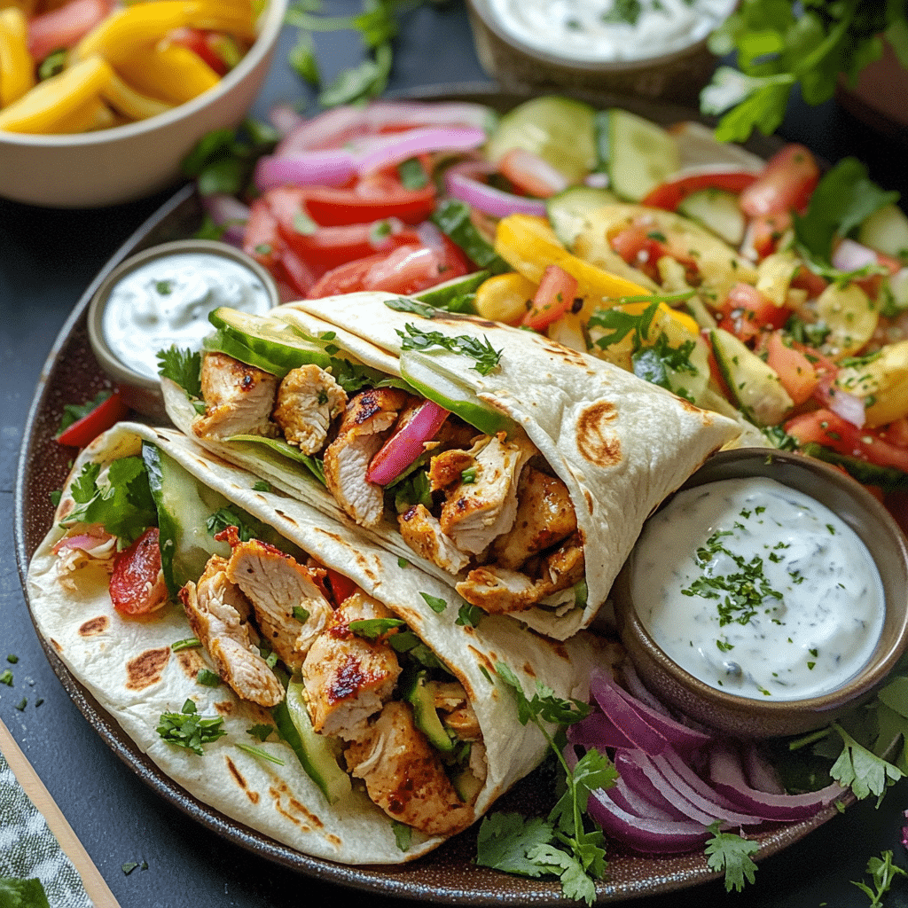 Chicken Shawarma Wraps with Garlic Yogurt Sauce