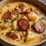 Creamy Cajun Potato Soup with Andouille Sausage