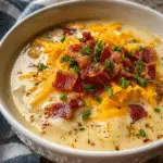 Creamy Crock Pot Potato Soup with Bacon and Cheddar